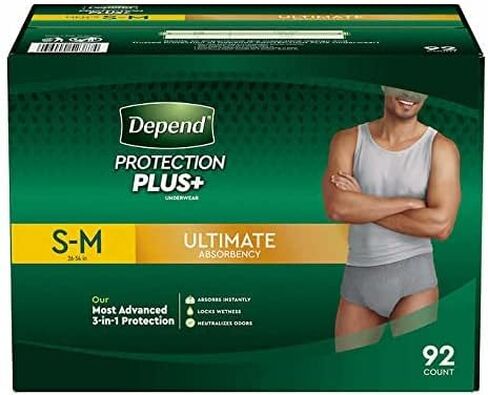 Depend Protection Plus Ultimate Max Absorbency 3-in-1 SureFit Flexible Underwear for Men: S-M in Kuwait
