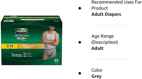 Depend Protection Plus Ultimate Max Absorbency 3-in-1 SureFit Flexible Underwear for Men: S-M in Saudi Arabia