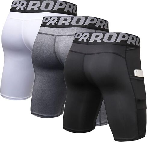 LANBAOSI Mens Compression Shorts with Phone Pocket Running Gym Yoga Athletic Tights Baselayer Summer Cool Dry Underwear Pack in Kuwait