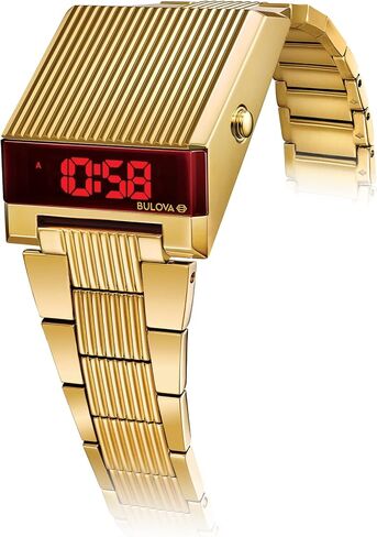 Bulova Mens Archive Series LED Computron Gold Stainless Steel Watch, Red LED Display Style: 97C110 in Kuwait