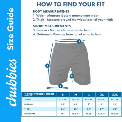 Chubbies Men's Compression Lined Performance Shorts 7" Inseam in Kuwait