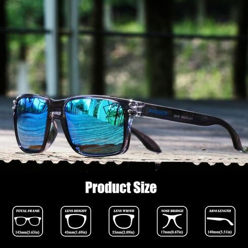 KUGUAOK Polarized Square Sunglasses For Men and Women Matte Finish Sun Glasses UV Protection Glasses in Saudi Arabia
