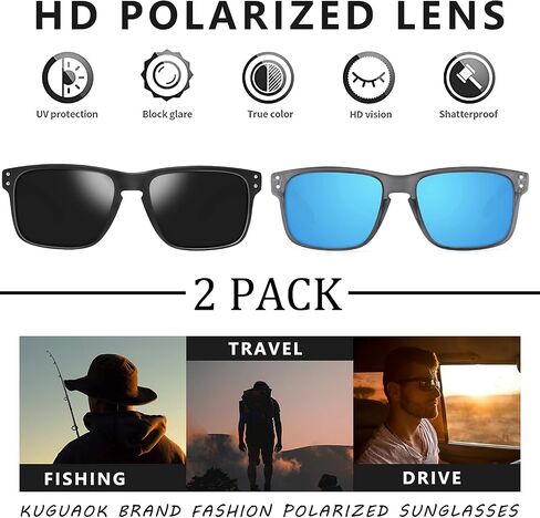 KUGUAOK Polarized Square Sunglasses For Men and Women Matte Finish Sun Glasses UV Protection Glasses in Saudi Arabia