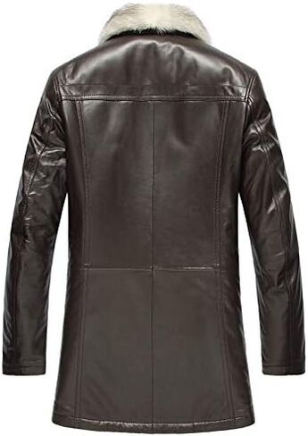 Mens Sheepskin Shearling Jacket Wolf Fur Liner Mens Fur Coat Leather Jacket Men Long Style Luxurious Outerwear in Saudi Arabia