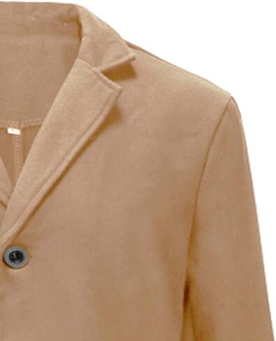 Men's Single-Breasted Mid-Length Suit Jacket Lightweight Trench Coat Long Overcoat Winter Pea Coat Casual Sport Coat in Kuwait