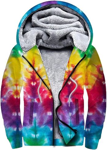 Frcavbin Men's Zip Up Hoodie Heavyweight Winter Sweatshirt Fleece Sherpa Lined Warm Jacket for Men Women S-3XL in Saudi Arabia