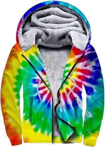 Frcavbin Men's Zip Up Hoodie Heavyweight Winter Sweatshirt Fleece Sherpa Lined Warm Jacket for Men Women S-3XL in Kuwait