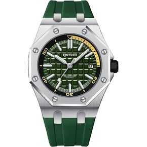 IK COLOURING Mens Luxury Automatic Mechanical Watch Business Luminous Wrist Watch,Waterproof Anti Shock Casual Adjustable Silicone Strap Wristwatch for Men Gift