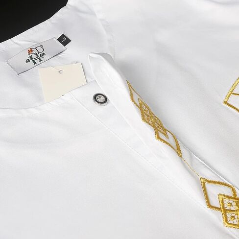 HD African Dashiki Outfit Embroidery Shirt and Pants Short Sleeves Parent-Child Clothes Set for Men in Saudi Arabia