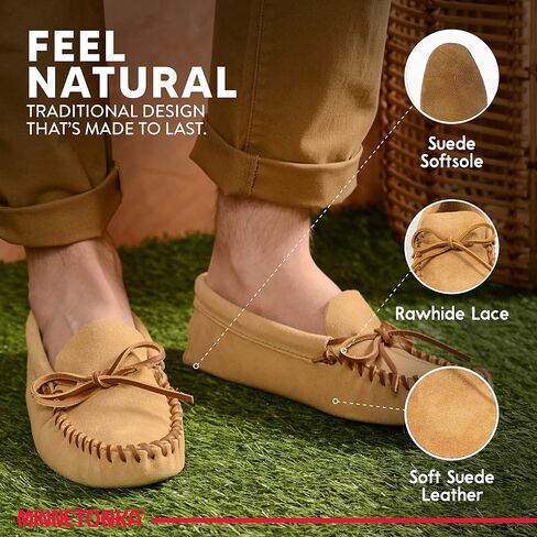 حذاء بدون كعب من الجلد بنعل ناعم للرجال من Minnetonka in Kuwait