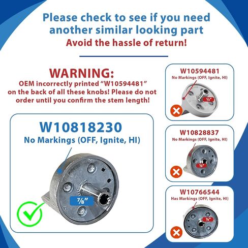 Upgraded Lifetime Appliance 2 x W10818230 Knob Compatible with Whirlpool Stove/Range in Saudi Arabia