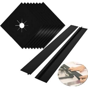 MSDADA Stove Covers, 8 Pcs 0.2 mm 10.6" x 10.6" Gas Range Protectors with 2 Pcs 21" Silicone Gap Cover, Double Thickness, Reusable, Non-Stick, Easy to Clean in Kuwait