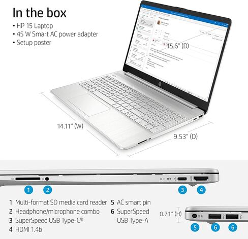 كمبيوتر محمول HP 2023 Pavilion بشاشة HD 15.6 بوصة، ثنائي النواة Intel i3-1115G4 (حتى 4.1 جيجا هرتز، Beats i5-1030G7)، ذاكرة الوصول العشوائي 16 جيجا، 1 تيرابايت SSD، كاميرا ويب عالية الدقة، بلوتوث، HDMI، WiFi 6، بطارية طويلة الساعة، ويندوز 11+ HubxcelAcces in Kuwait