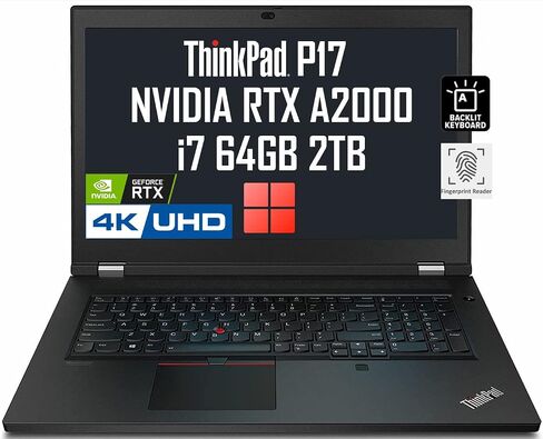 Lenovo ThinkPad P17 Gen 2 17.3" 4K UHD (Intel 8-Core i7-11800H, 64GB RAM, 2TB PCIe SSD, RTX A2000 4GB) IPS Mobile Workstation Laptop, 2 x Thunderbolt 4, Backlit Keyboard, Fingerprint, Win 11 Pro in Saudi Arabia