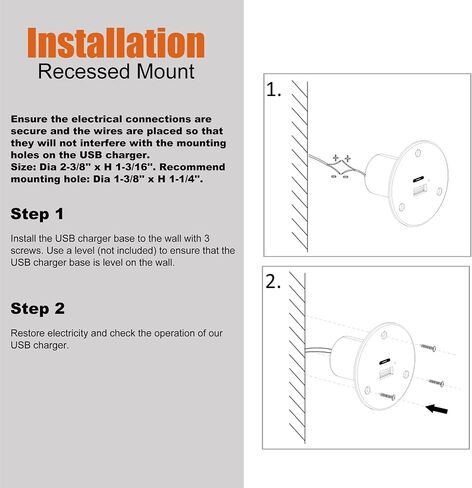 Facon 12V RV USB Charger Socket, 5V/2.4A Dual RV USB Outlet, Wall Mount RV USB Charging Port, for RV Trailer Camper Boat Marine Motorhome (Black) in Saudi Arabia