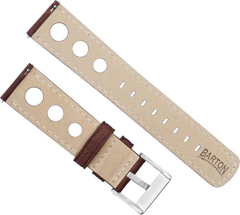 Barton Racing & Rally Horween Leather Straps with Integrated Quick Release Spring Bars - Standard Length fits Wrists 5" to 8"-18mm, 19mm, 20mm, 21mm, 22mm, 23mm & 24mm Watch Bands - Choose Strap Color & Width in Kuwait