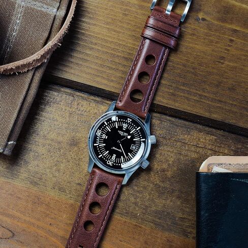 Barton Racing & Rally Horween Leather Straps with Integrated Quick Release Spring Bars - Standard Length fits Wrists 5" to 8"-18mm, 19mm, 20mm, 21mm, 22mm, 23mm & 24mm Watch Bands - Choose Strap Color & Width in Kuwait