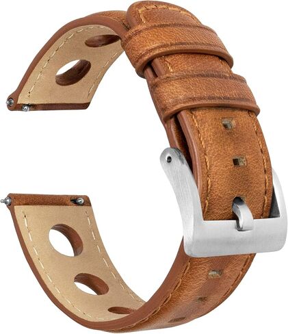 Barton Racing & Rally Horween Leather Straps with Integrated Quick Release Spring Bars - Standard Length fits Wrists 5" to 8"-18mm, 19mm, 20mm, 21mm, 22mm, 23mm & 24mm Watch Bands - Choose Strap Color & Width in Kuwait