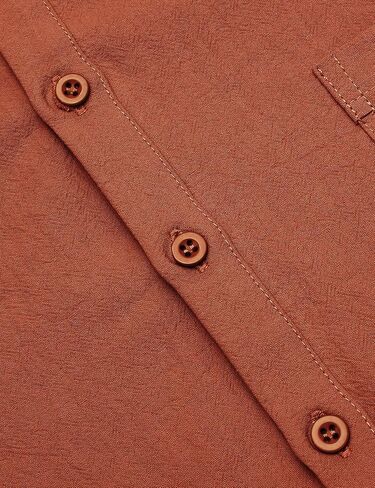 COOFANDY Men's Linen Henley Shirt Long Sleeve Loose Fitting Beach Shirts Summer Brick in Saudi Arabia