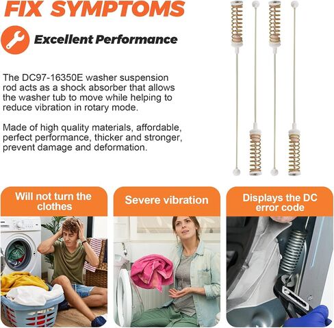 (2023 Upgrade) DC97-16350E Suspension Rod 4 Pack by Beaquicy - Replaces for Sam-sung Washers - Replaces DC97-05280W,DC97-16350C,DC97-05280H/K/X, DC97-16350J/K/S/T/U in Saudi Arabia