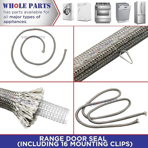 Whole Parts Range Door Seal (Including 16 mounting clips) Part# 316405000 - Replacement & Compatible with Some Crosley, Frigidaire, Kenmore, Gibson, Kelvinator, Tappan and White Westinghouse Ovens in Kuwait