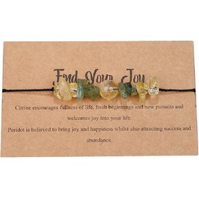 Healing Chakra Gravel Beaded Bracelet with Wish Card for Women Girl Teen Men Boy Adjustable Braide String Spiritual Crystal Stone Bracelet Yoga Meditation Anxiety Relief Jewelry Birthday Gift