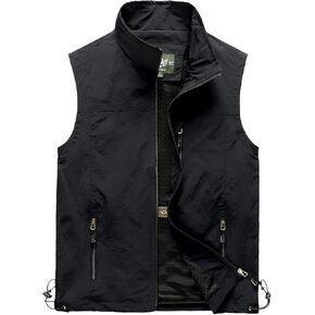 Arssm Men's Lightweight Fishing Quick Dry Vest Utility Safari Work Photo Vest with Pockets(Black-S) in Kuwait