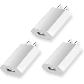 شاحن حائط USB، شاحن هاتف، 3 عبوات 5 فولت/1 أمبير، محول كتلة شحن USB بمنفذ واحد، شاحن USB للسفر متوافق مع iPhone13/12/SE/11 Pro، وSamsung Galaxy S21/S20 Ultra 5g، Note20/10/9، A72 A52، إل جي in Kuwait