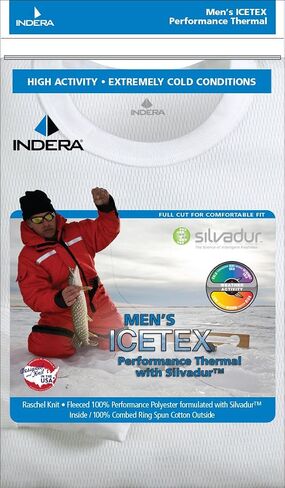 Indera Mens Long Sleeve Shirt - Icetex Thermal W/Silvadur Sports Compression Tops, White, Medium US in Saudi Arabia