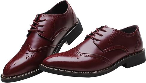 ANUFER Mens Boys British Style Wingtip Brogue Dress Shoes Elegant Pointed-Toe Derbies/Oxfords in Kuwait