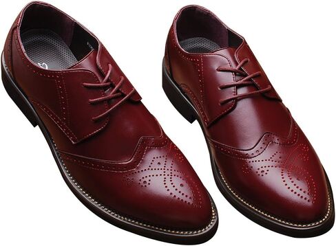 ANUFER Mens Boys British Style Wingtip Brogue Dress Shoes Elegant Pointed-Toe Derbies/Oxfords in Kuwait