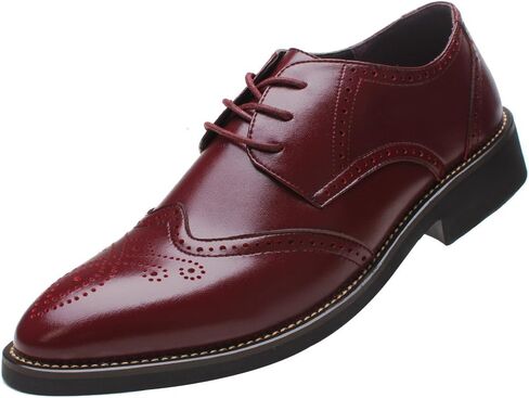 ANUFER Mens Boys British Style Wingtip Brogue Dress Shoes Elegant Pointed-Toe Derbies/Oxfords in Kuwait