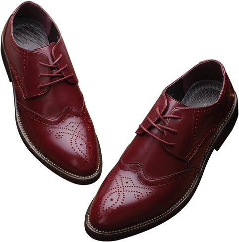 ANUFER Mens Boys British Style Wingtip Brogue Dress Shoes Elegant Pointed-Toe Derbies/Oxfords in Kuwait