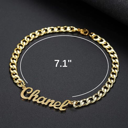 LOFART Personalized Name Bracelet,Custom Cuban Chain Name Bracelet,Stainless Steel Name Bracelet Man Name Bracelet, Gift for Him in Saudi Arabia