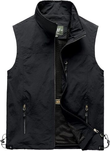 Arssm Men's Lightweight Fishing Quick Dry Vest Utility Safari Work Photo Vest with Pockets(Black-S) in Saudi Arabia