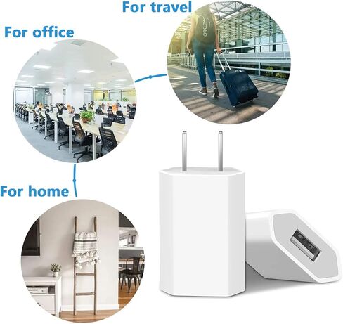 USB Wall Charger,Plug in Phone Charger,3 Pack 5V/1A Single Port USB Charging Block Adapter Travel USB Charger Compatible iPhone13/12/SE/11 Pro,Samsung Galaxy S21/S20 Ultra 5g,Note20/10/9, A72 A52,LG in Saudi Arabia