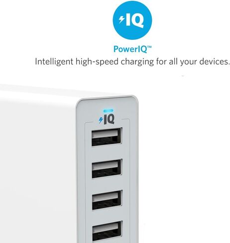 Anker 60W 10-Port USB Wall Charger, PowerPort 10 for iPhone Xs/XS Max/XR/X/8/7/6s/Plus, iPad Pro/Air 2/Mini, Galaxy S9/S8/S7/Plus/Edge, Note 8/7, LG, Nexus, HTC and More in Saudi Arabia
