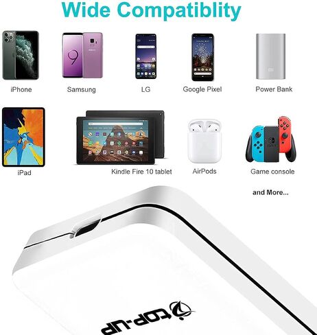 شاحن حائط USB C عالي الجودة | قابس سريع فائق النحافة | شاحن USB مسطح مزدوج المنفذ 18 وات لأجهزة USB A وUSB C، iPhone 11/11 Pro /11 Pro Max/XR/XS/Max، LG، Galaxy S21/S20 Pixel، Air Pods|(أبيض) in Kuwait