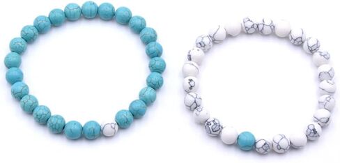 HYHONEY 4 Set Matching Bracelets Couples Bracelets Friendship Bracelets Beaded Bracelets His And Hers 8mm Natural Stone Matching Bracelets For Couples Elastic Stretch Bracelets For Women Men in Saudi Arabia