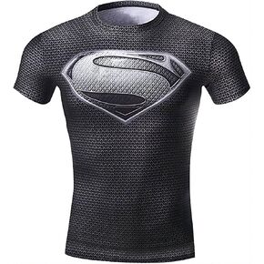 قميص ضغط للرجال، قمصان رياضية للياقة البدنية بأكمام قصيرة مطبوعة ثلاثية الأبعاد للأبطال الخارقين، قميص رياضي للتمرين للرجال in Kuwait