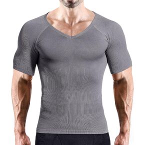 HÖTER Mens Slim and Tight Super Soft Compression & Slimming Shaper V-Neck Compression Shirt