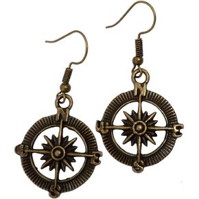 Steampunk Nautical Pirate compass earrings pendant charm dangle in Antique style in Saudi Arabia