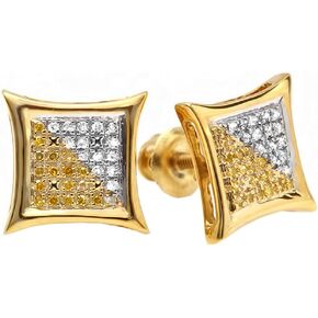 0.11 Carat (ctw) 18K Yellow Gold Plated Sterling Silver White & Yellow Diamond Stud Earrings in Kuwait