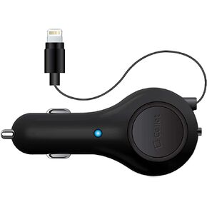Cellet Retractable iPhone Car Charger with Lighting Cable (Apple MFI Certified) 10-Watt Compatible with iPhone 14 Pro Max Plus mini SE 13 12 11 Xr Xs X 8 7 6 5 iPad, iPad Pro, iPad Air, iPad mini in Kuwait