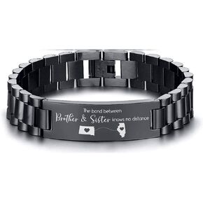 Mugart Custom Men's Bracelet - Custom Engraved Text and Name Bracelet for Men - Stainless Steel Bracelet - Graduation Gift for Him Gift for Dad - Black Color in Kuwait