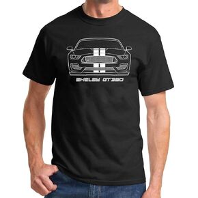 2016-2020 Shelby GT350 Mustang Full Stripes Classic Front End Design Print Tshirt in Kuwait