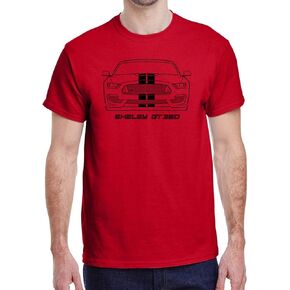 2016-2020 Shelby GT350 Mustang Full Stripes Classic Front End Design Print Tshirt in Kuwait