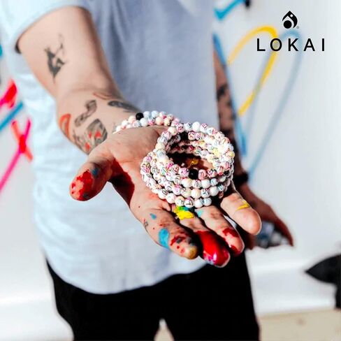 Lokai Silicone Beaded Bracelet for Women & Men, Artist Collection - James Goldcrown Hearts, (Large, 7 Inch Circumference) - Halloween Silicone Bracelet Slides-On, Comfortable Fit in Kuwait