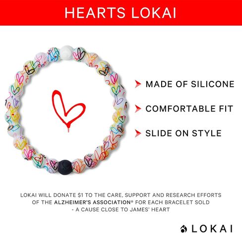 Lokai Silicone Beaded Bracelet for Women & Men, Artist Collection - James Goldcrown Hearts, (Large, 7 Inch Circumference) - Halloween Silicone Bracelet Slides-On, Comfortable Fit in Kuwait