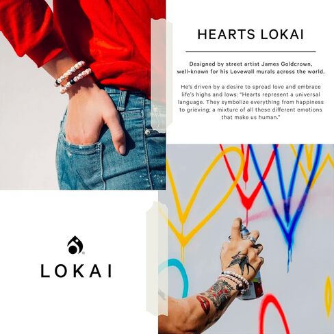 Lokai Silicone Beaded Bracelet for Women & Men, Artist Collection - James Goldcrown Hearts, (Large, 7 Inch Circumference) - Halloween Silicone Bracelet Slides-On, Comfortable Fit in Kuwait